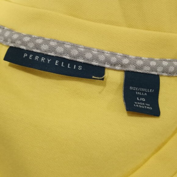 PERRY ELLIS YELLOW V-NECK SHORT SLEEVE T-SHIRT MEN SIZE L - Picture 5 of 6
